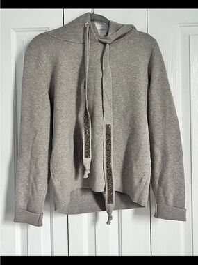 Gray Women's Hooded Sweatshirt with Sparkle Drawcords